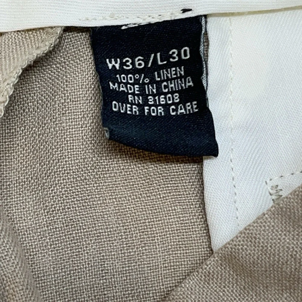 Jos. A. Bank Mens Pants 34x30 100% Linen Travelers Collection Pleated Cuffed